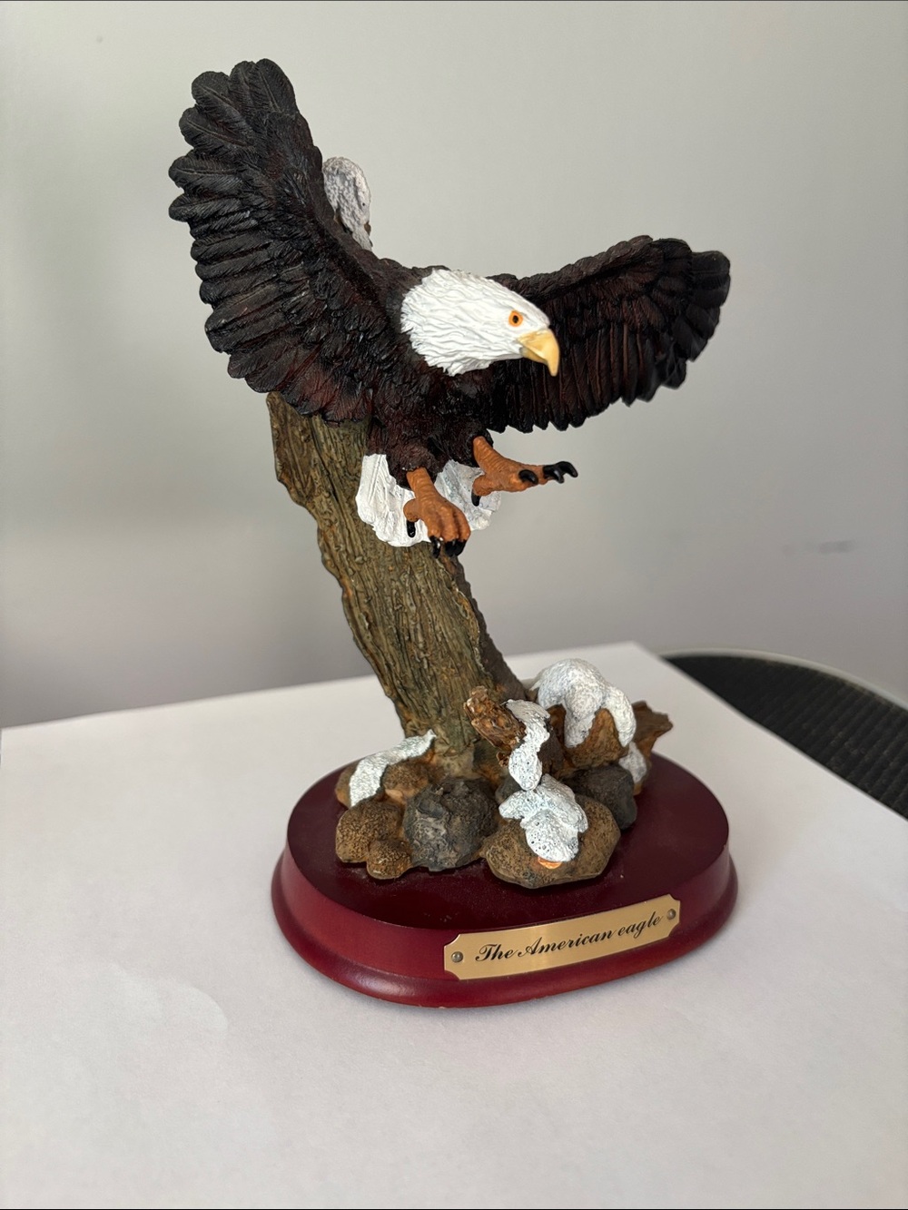 American Eagle Resin Bald Eagle Figurine - Brown, White & Tan